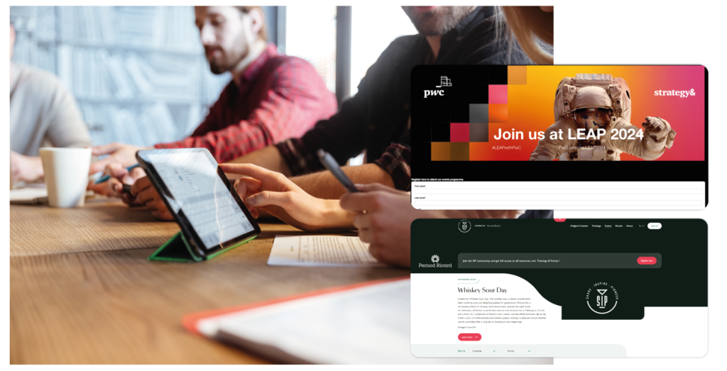 people working office ceating event marketing webpages