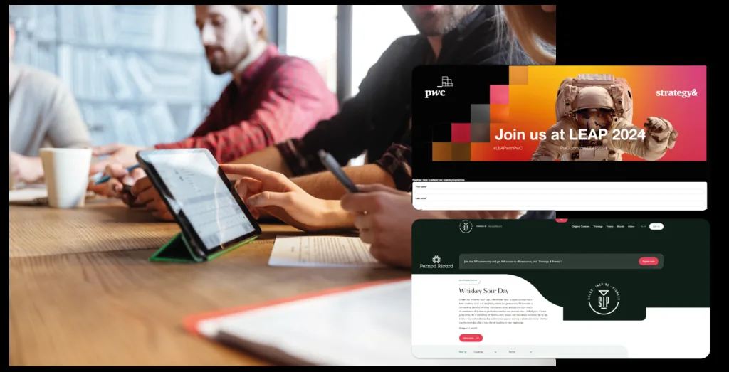 people working office ceating event marketing webpages