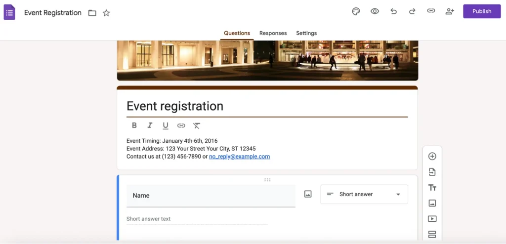 google forms for events example