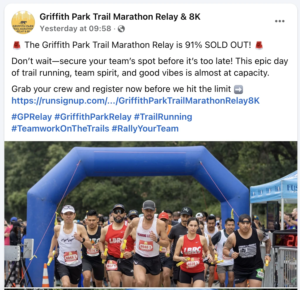 griffith park trail marathon facebook event example