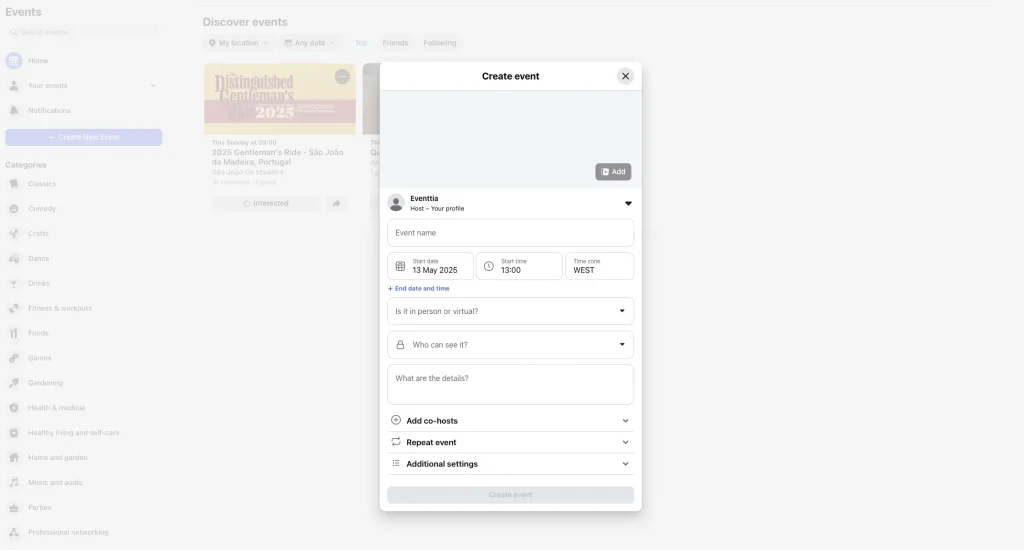 how to create an event on facebook