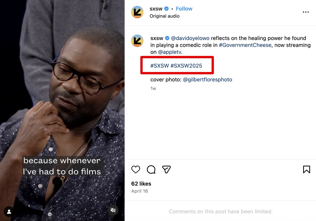 South By Southwest Hashtag Use Example