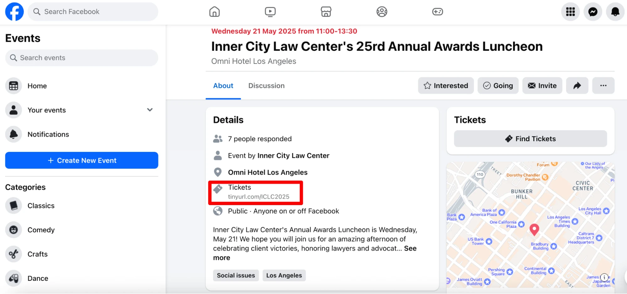 inner city law center facebook event example