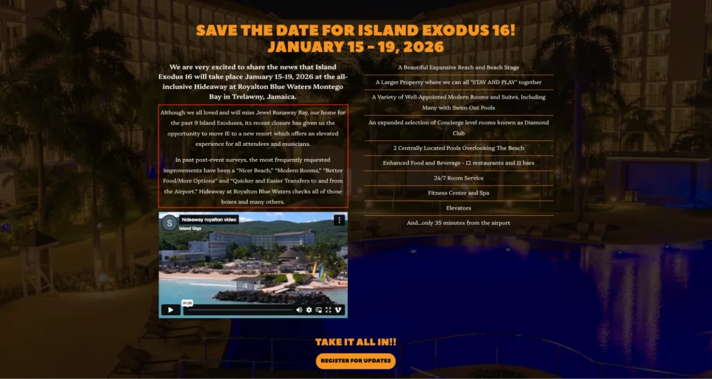 island exodus event survey example