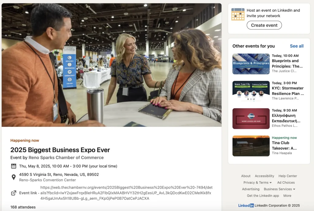 linkedin event example